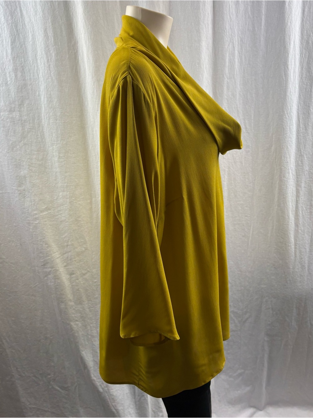 Elena Miro Yellow Mustard Silk Draped Neck Top Size 18 - Picture 3 of 11